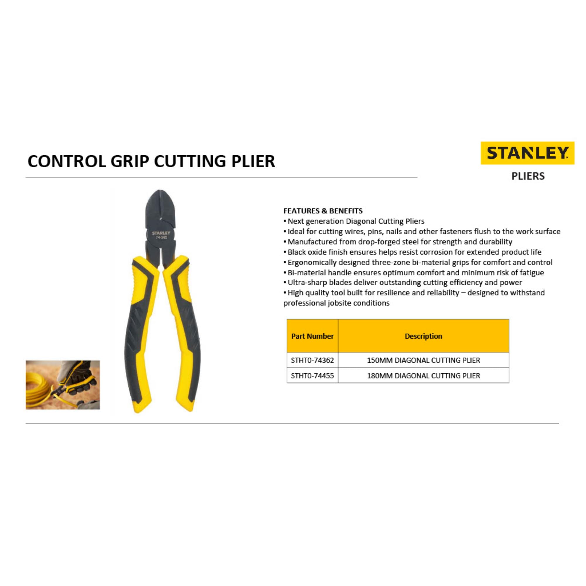 STANLEY, Tronchesi taglio diagonale Control Grip. STHT0-74362