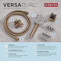 Vista 6 de Cabeza de ducha manual Delta VersaCurl para desenredar el cabello rizado con 3 insertos de cepillo para definir rizos incluidos, ducha de mano
