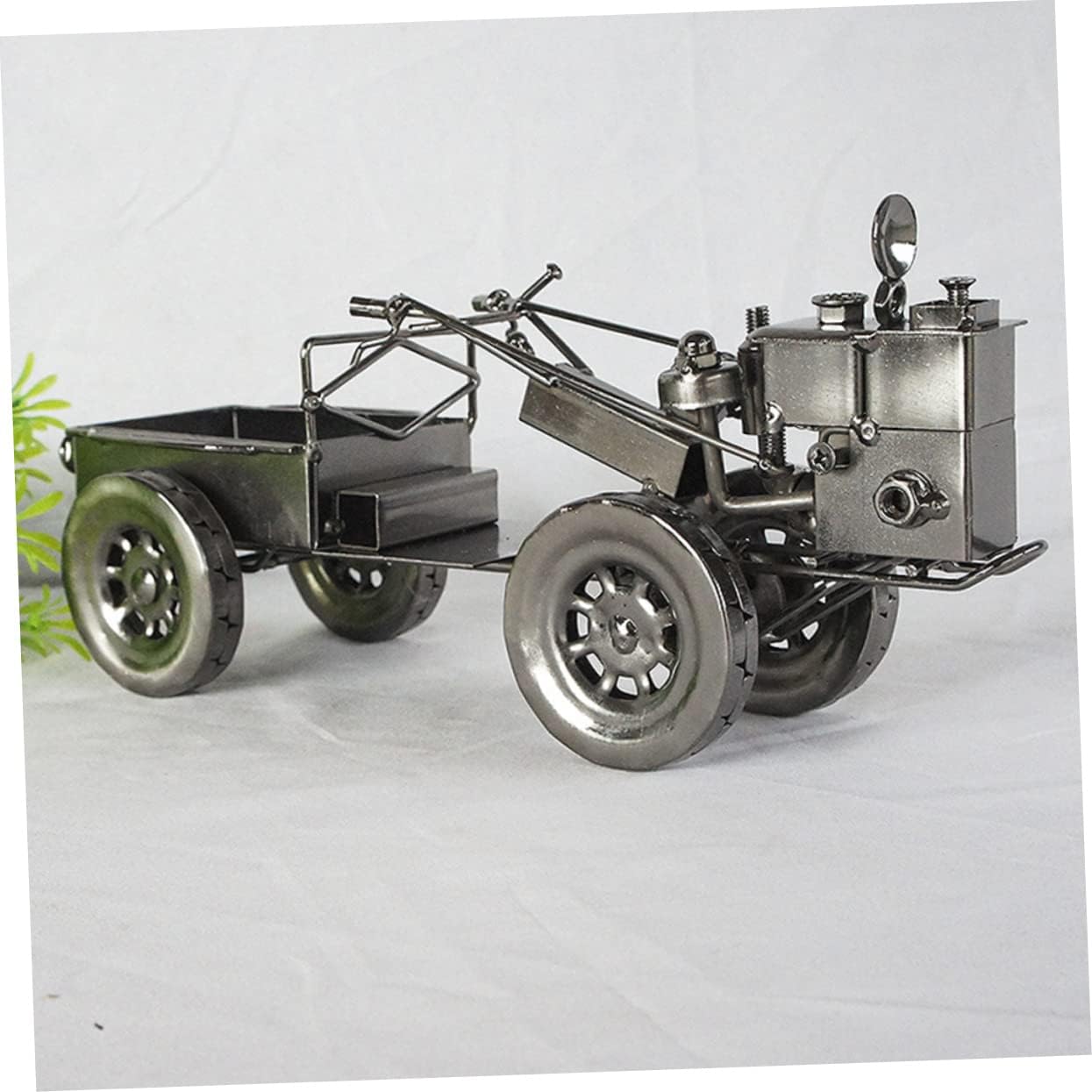 Vintage Metal Tractor Model Movable Bucket Retro Farmhouse Decor for Home Office Desktop Decoration