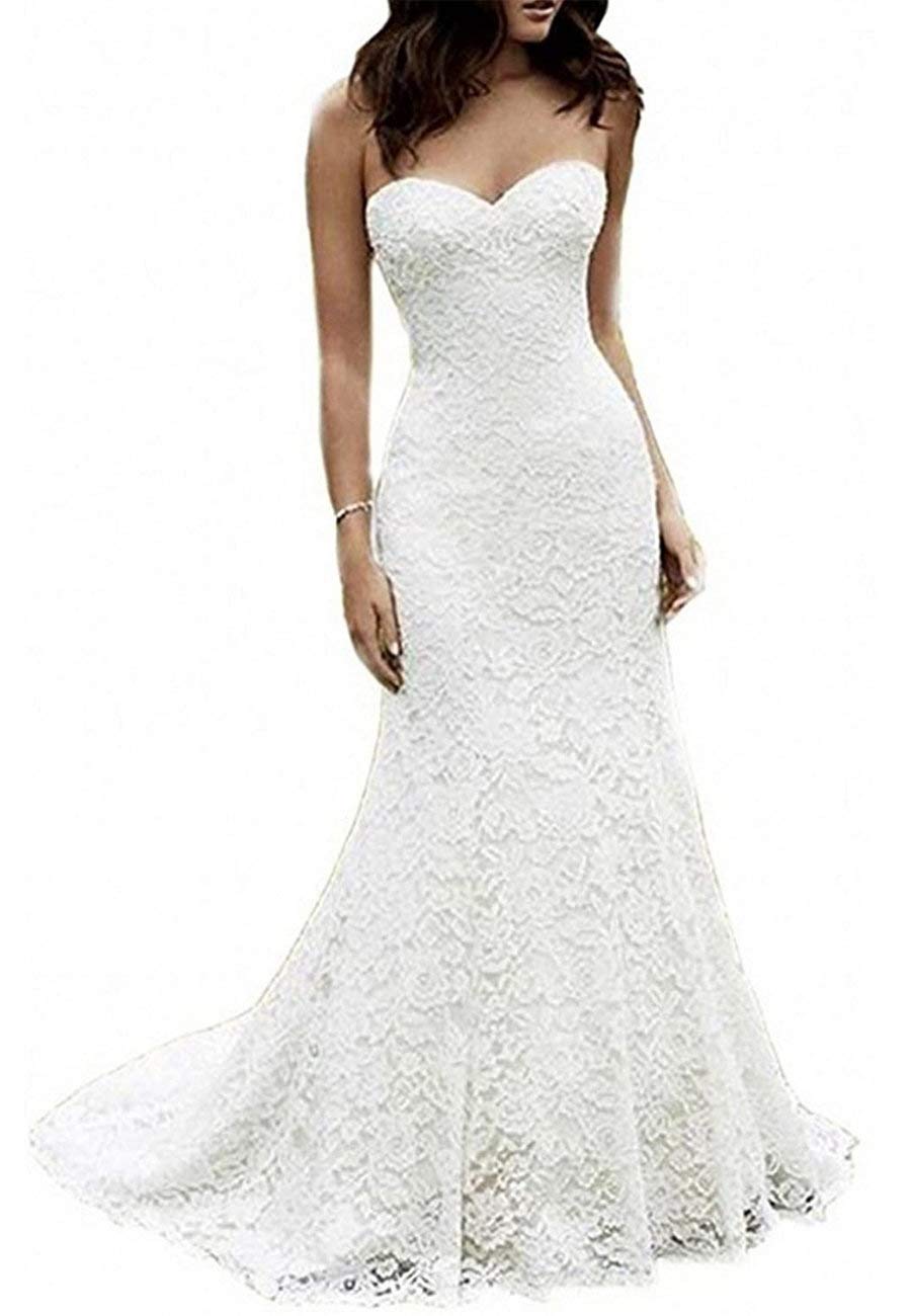 Abito da Sposa Elegante Lungo Sirena in Pizzo Abito da Sposa Senza Maniche