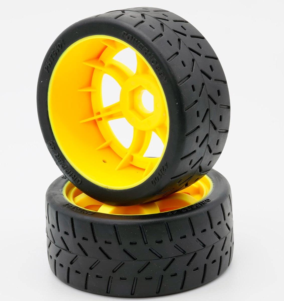 Power Hobbies 1/8 Gripper 42/100 Belted Mounted Front Tires/Wheels 17mm (2) Arrma Felony/Infraction/Limitless (Yellow)
