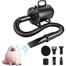 3500 W Dog Hair Dryer Blower Very Quiet Pet Hair Dryer Blower Dog Hair Dryer Adjustable Speed with 4 Nozzles Pet Dryer Hair Dryer for Pets Dog Care Dryer Dog Dryer Blower for Dogs