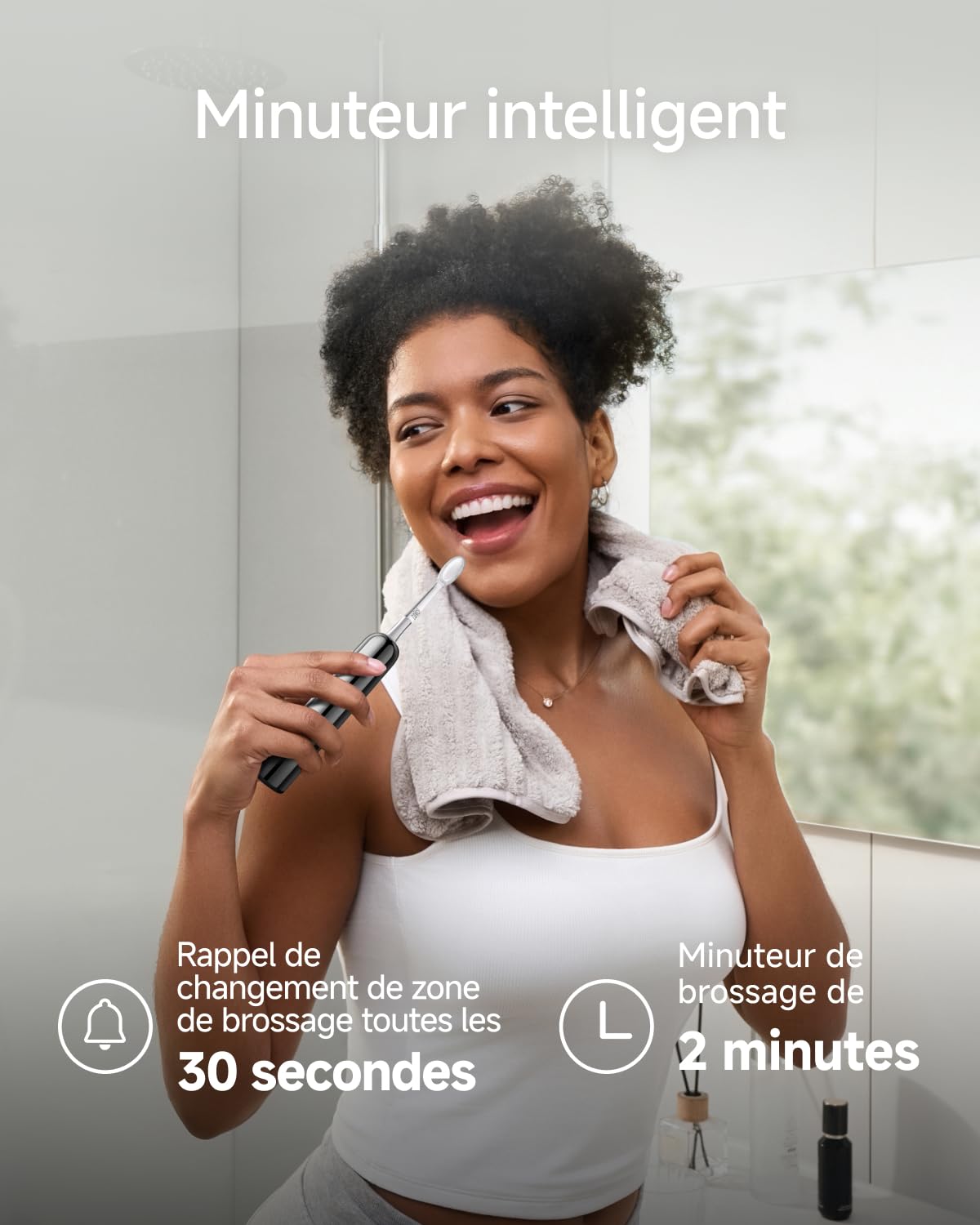 Laifen Wave Pro Brosse À Dents Électrique Technologie WaveMotion, 60° Oscillation 66 000 VPM, 70 Jours d'Autonomie, Capteur de Pression, Charge Sans Fil avec 2 Têtes Pro (Acier Inoxydable)