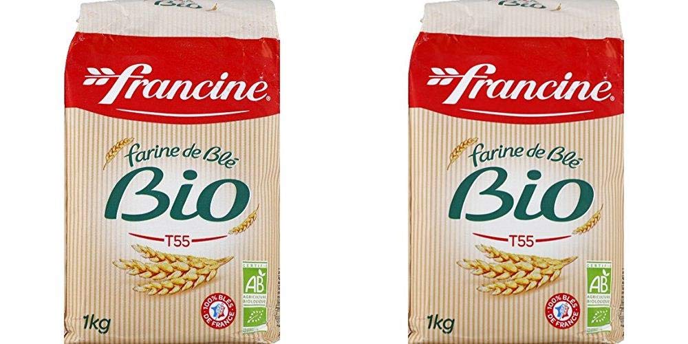 Francine Farine de Ble Bio - French All Purpose Organic Wheat Flour - 2.2 lbs Pack of 2