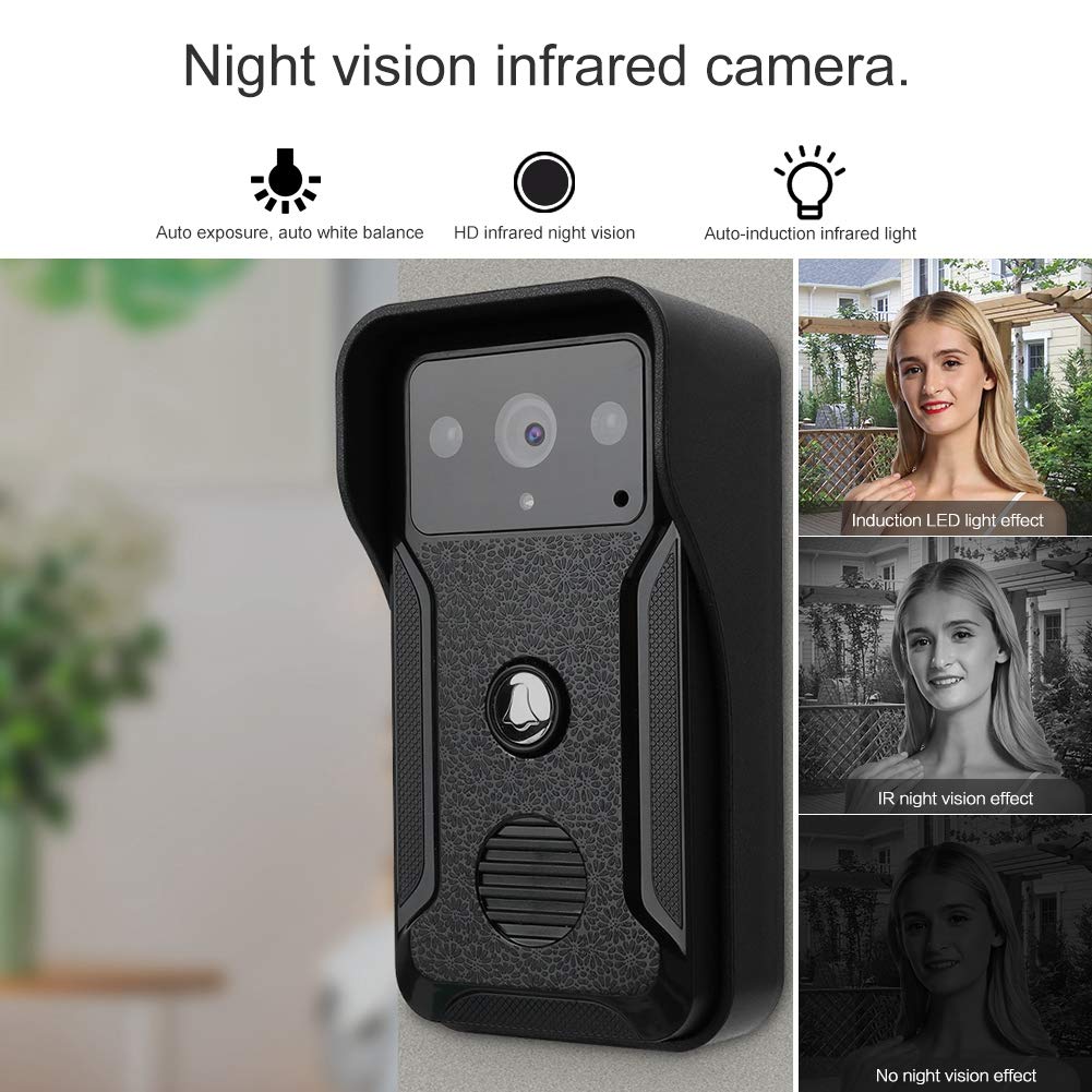 Interphone Vidéo, Interphone Vidéo Filaire avec Écran LCD de 7 Pouces avec Caméra Extérieure 1000TVL Support de Vision Nocturne IR Surveillance Déverrouillage Interphone Bidirectionnel (EU)