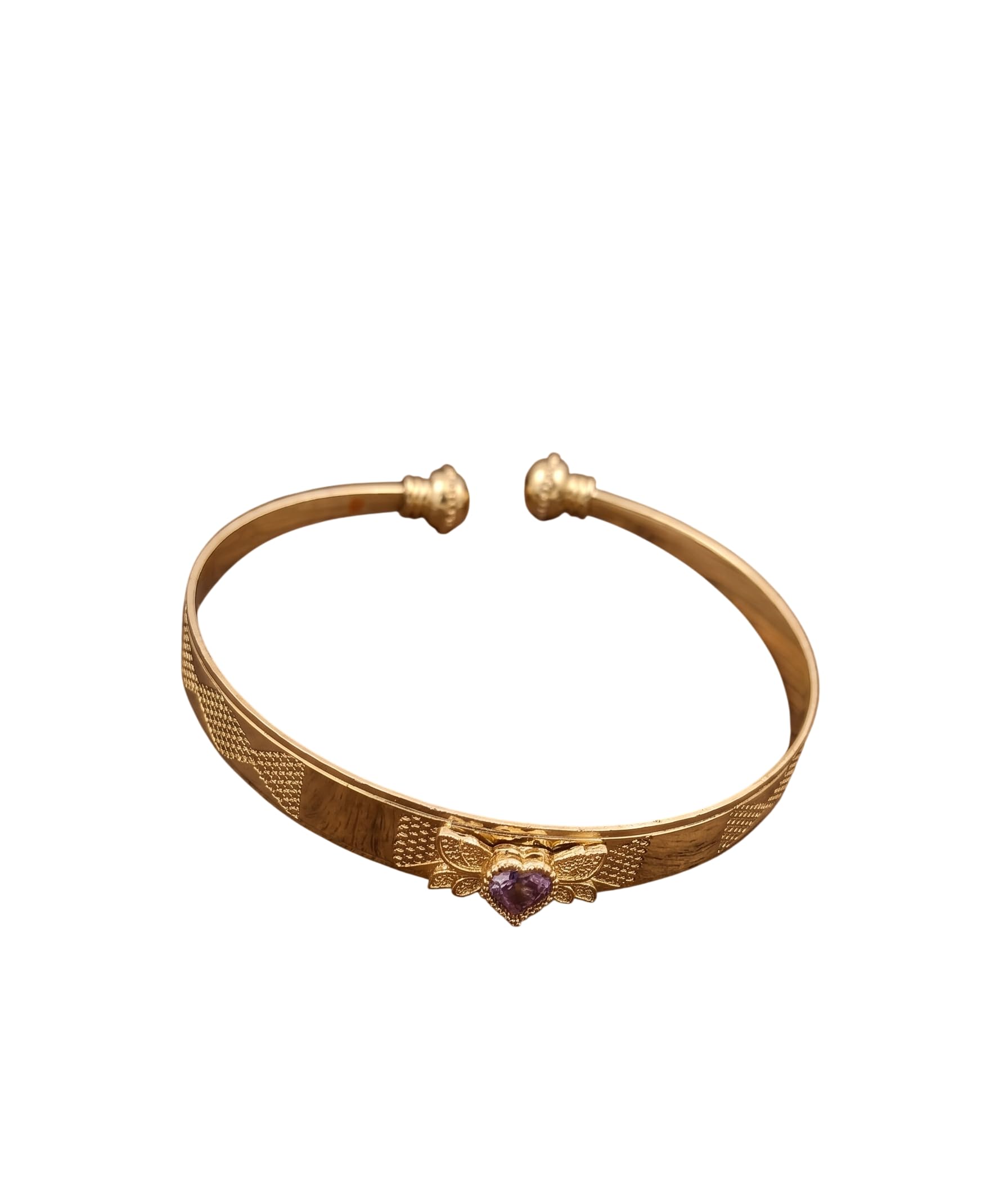 Ornate Heart-Centric Antique Cuff Kada for Women | Golden-Toned Bracelet with Traditional Pattern Design | Ethnic Jewellery Accessory for Festive Occasion and Gifting-image-31