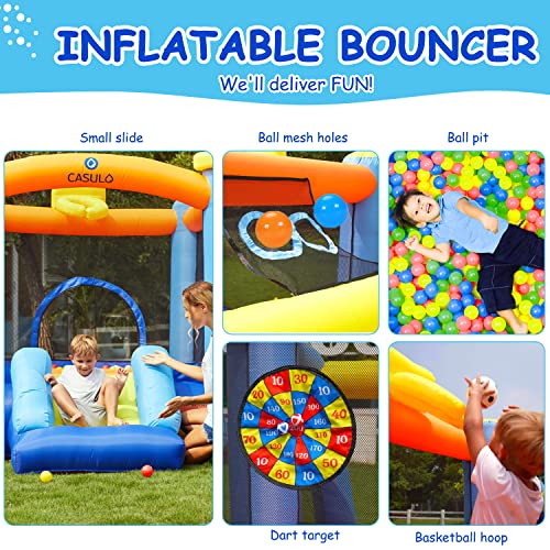 Inflatable Bounce House, 6-In-1 𝐈𝐧𝐟𝐥𝐚𝐭𝐚𝐛𝐥𝐞 𝐁𝐨𝐮𝐧𝐜𝐞𝐫 Bouncy House For Kids Outdoor Indoor Jumping Castle With Heavy Duty Blower Playing Center For Kids Ages 3-10 Years #TOP4