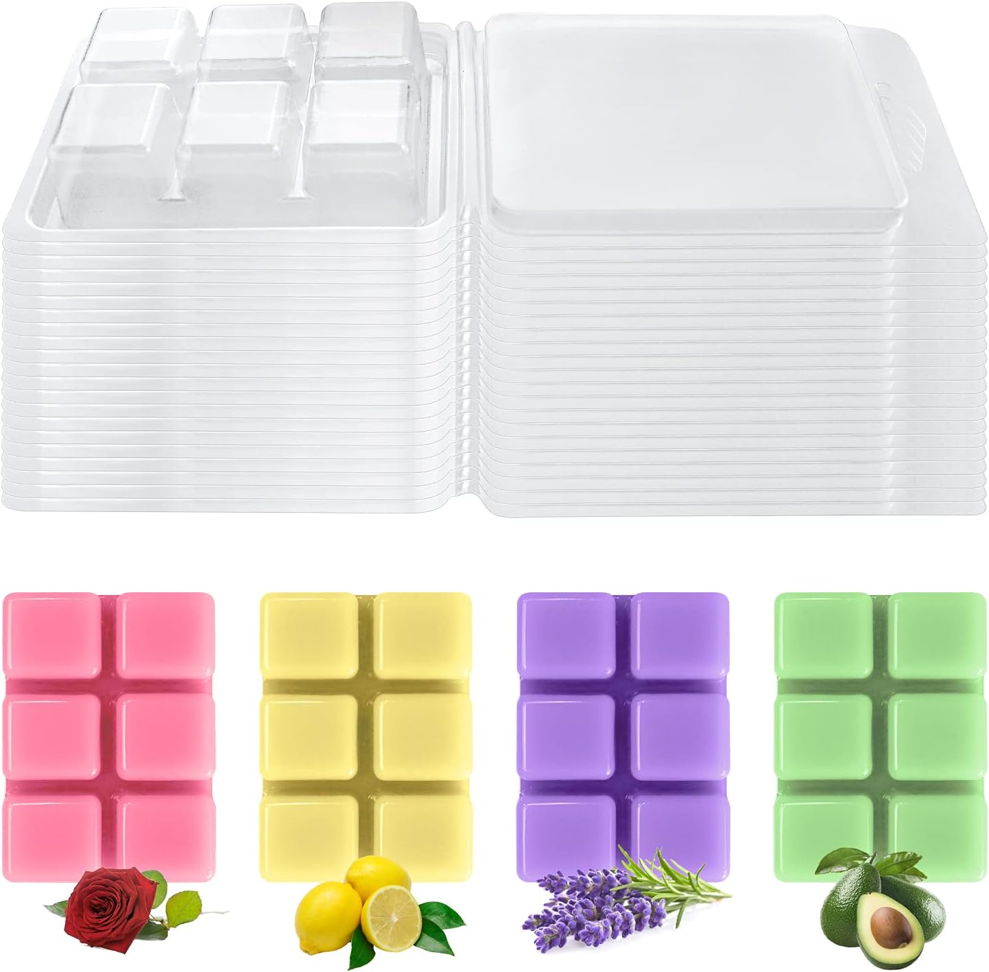 Wax Melt Packaging, TRINIDa Clear Plastic Wax Melt Moulds 30 Pcs 6