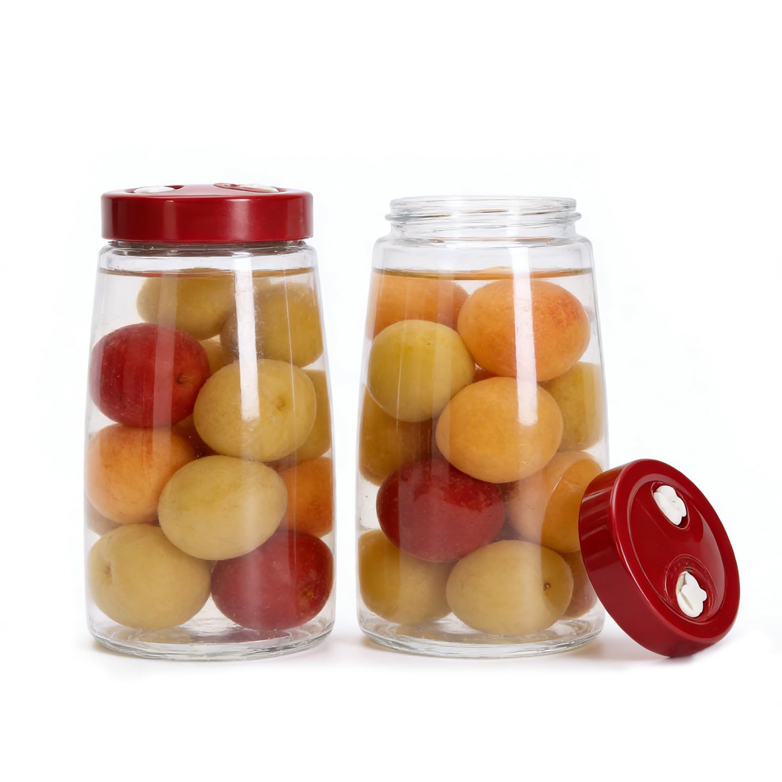 Gzsekken Fermenting Jars 2 Pack 2L Pickling Kimchi Container, 1 Way Air Release Vent for Pickling, Kefir, Sauerkraut,Kefir, Sauerkraut,Overnight Oats