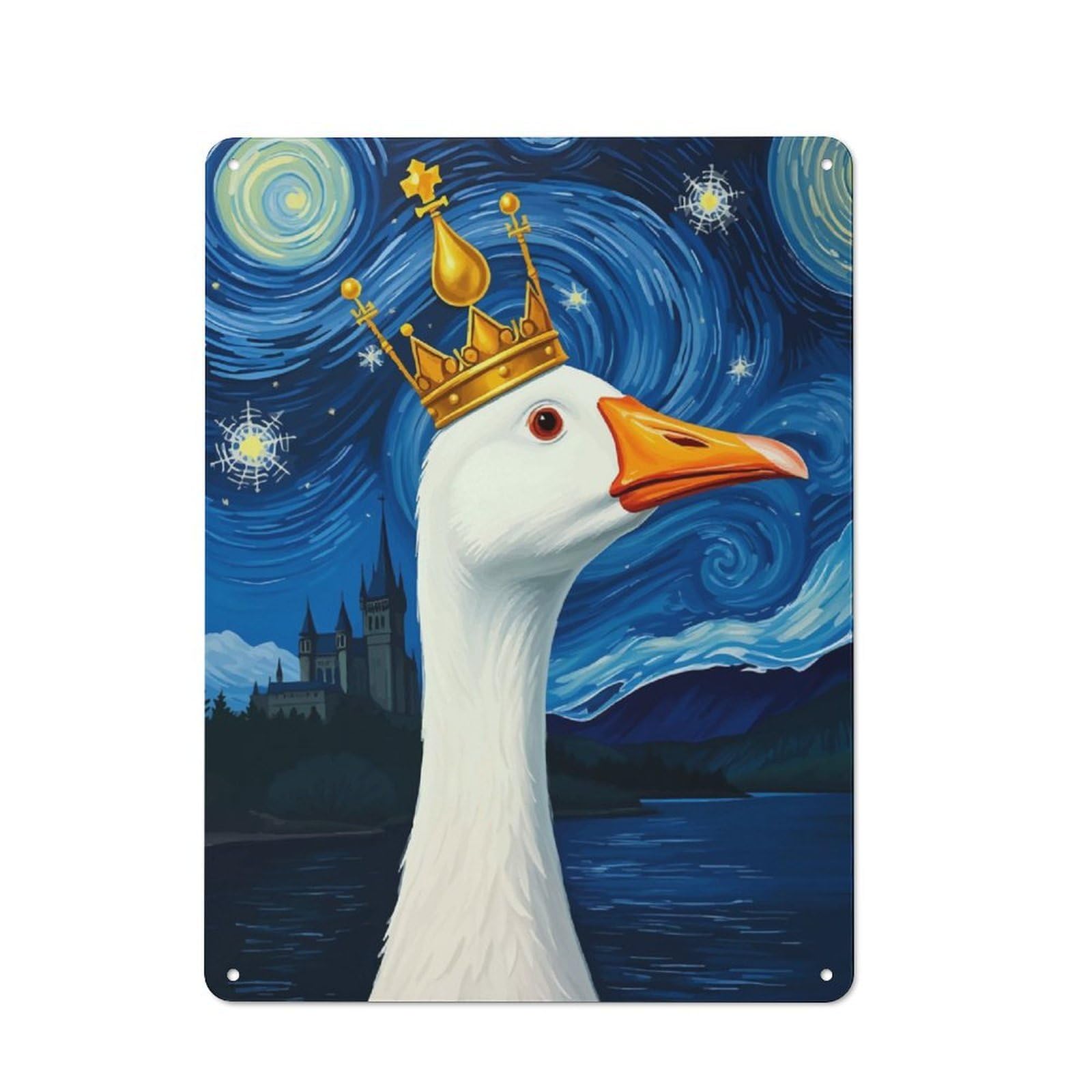 Junmoney Cute Duck Kingdom Rustic Metal Wall Sign 40X30cm For Hobby Room Or Studio, For Vintage Wall Decor Fans, For Themed Room Decoration