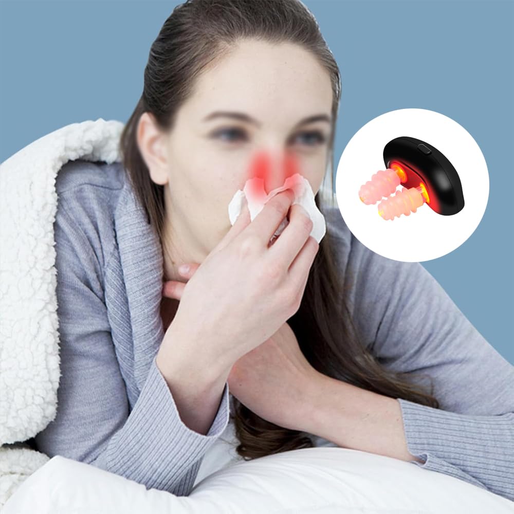 Appareil nasal à lumière rouge – Appareil de physiothérapie apaisant pour le nez, outil de soulagement de la rhinite, appareil de thérapie de dégagement nasal, ampoule rouge pour le soulagement