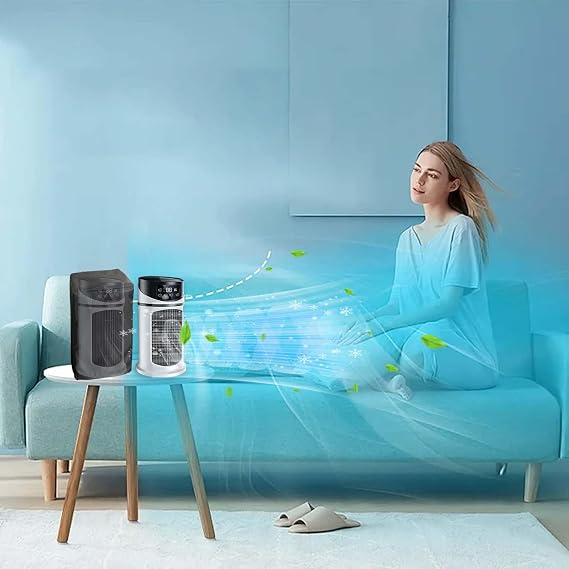 Generic Portable Air Conditioners, 2024 New Personal Evaporative Air Cooler with Wind Speed Regulation Light, Cool Mist& Timer, Mini Air Conditioner, Portable Fan for Room Bedroom, White