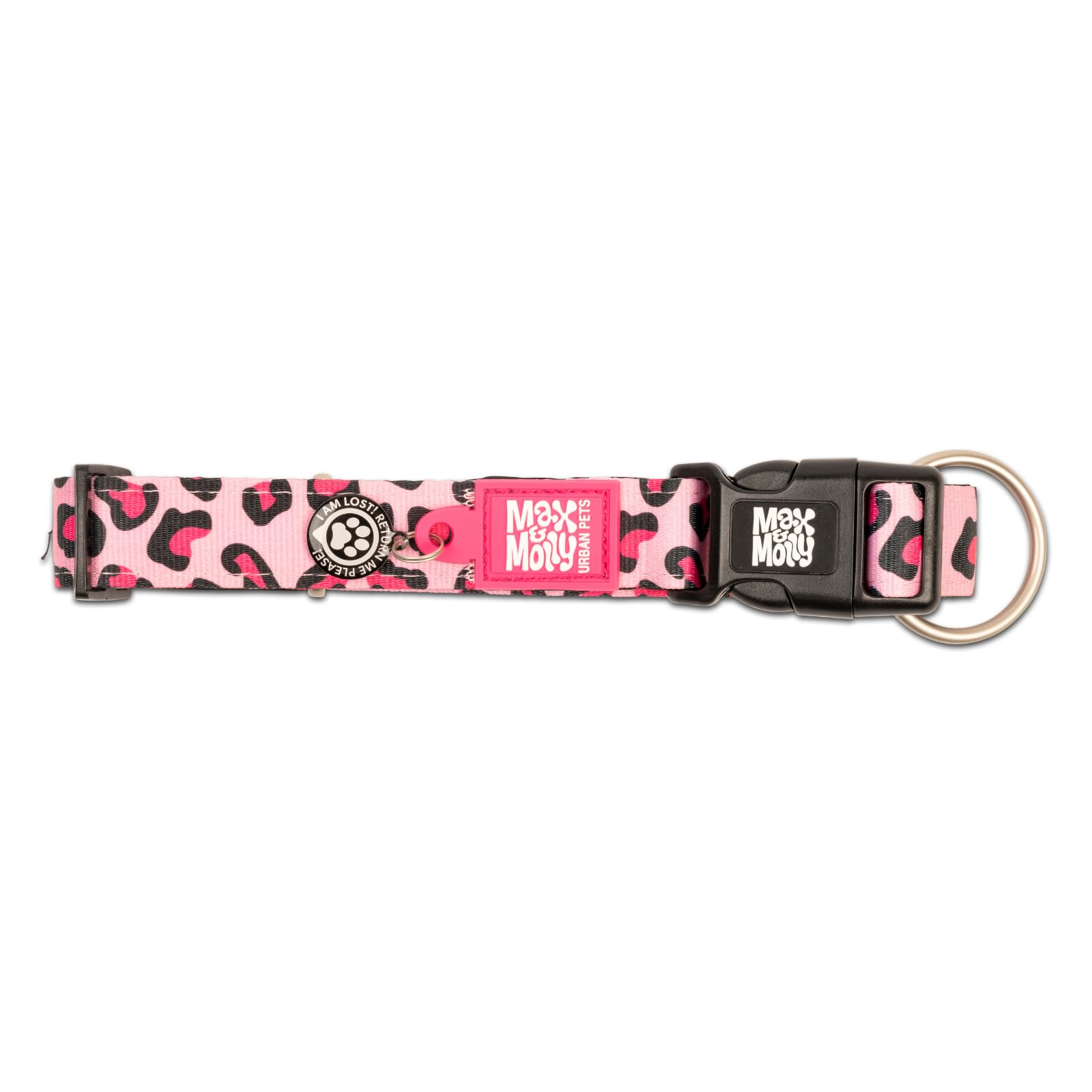 Max & Molly 4897039633592 Leopard Pink Smart Id Obroża Obroża Ochrona przed utratą Dla zwierząt domowych, S