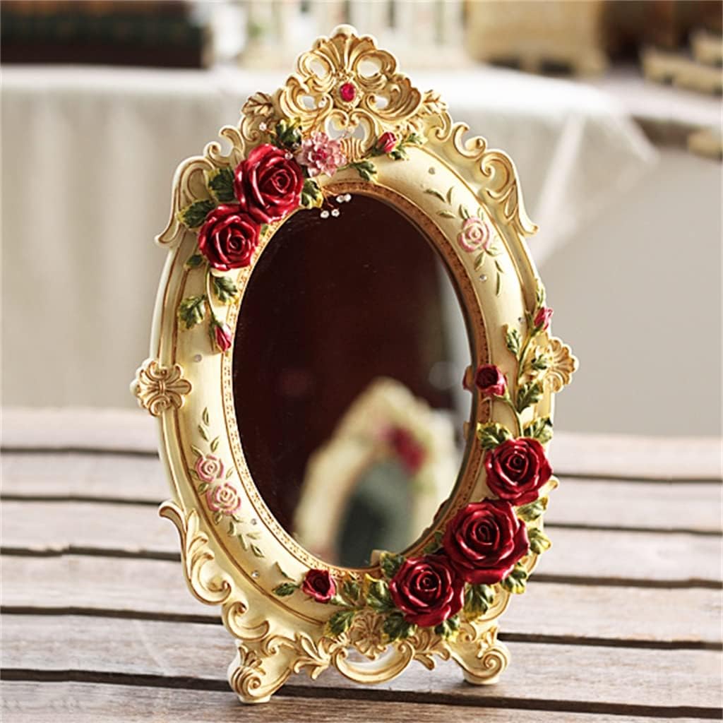 Rural home decoration desktop makeup and dressing mirrors European retro princess palace mirrors image 2