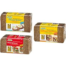 Mestemacher Whole Grain Bread Variety Pack of 3 Fitness, Whole Rye and Sunflower Seed 3 x 17.6 oz, Authentic German Whole Rye Bread