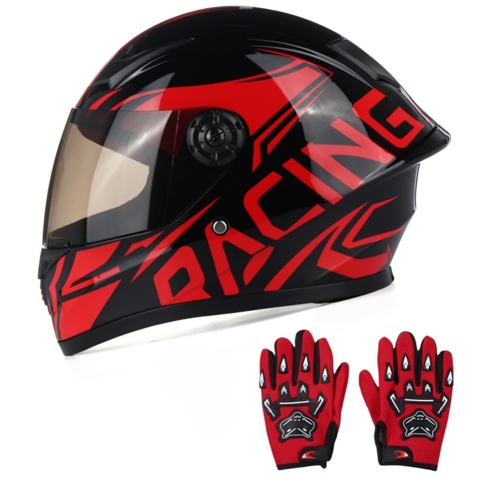 Kask dziecięcy z integralną twarzą, kask rowerowy dla chłopców i dziewcząt, kask motocyklowy z wizjerem, kask dziecięcy do jazdy na rowerze, motocyklu i skuterze 2,XL (53-54 cm)
