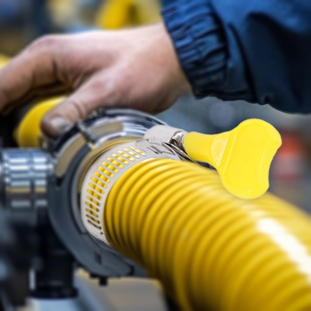 3 piece Hose Clamp for Plastic Tubing - Fits Various Hose Connections (Yellow (0.62-0.98 in) 3-pack)