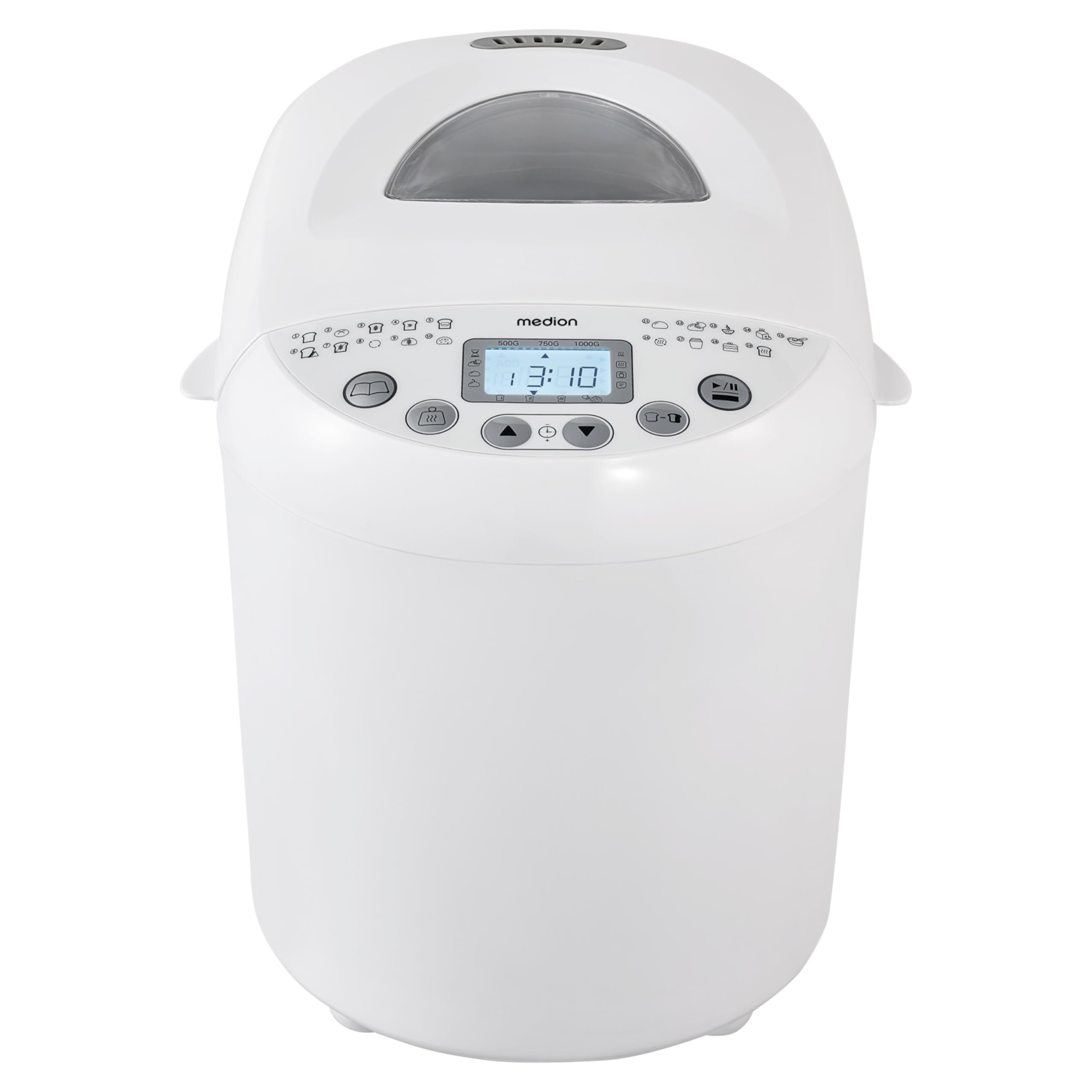 MEDION Brotbackautomat (Brotbackmaschine, 550 Watt, bis zu 1000g, 19 Backprogramme, 3 Bräunungsgrade, Warmhaltefunktion, Zeitvorwahl MD 11011)