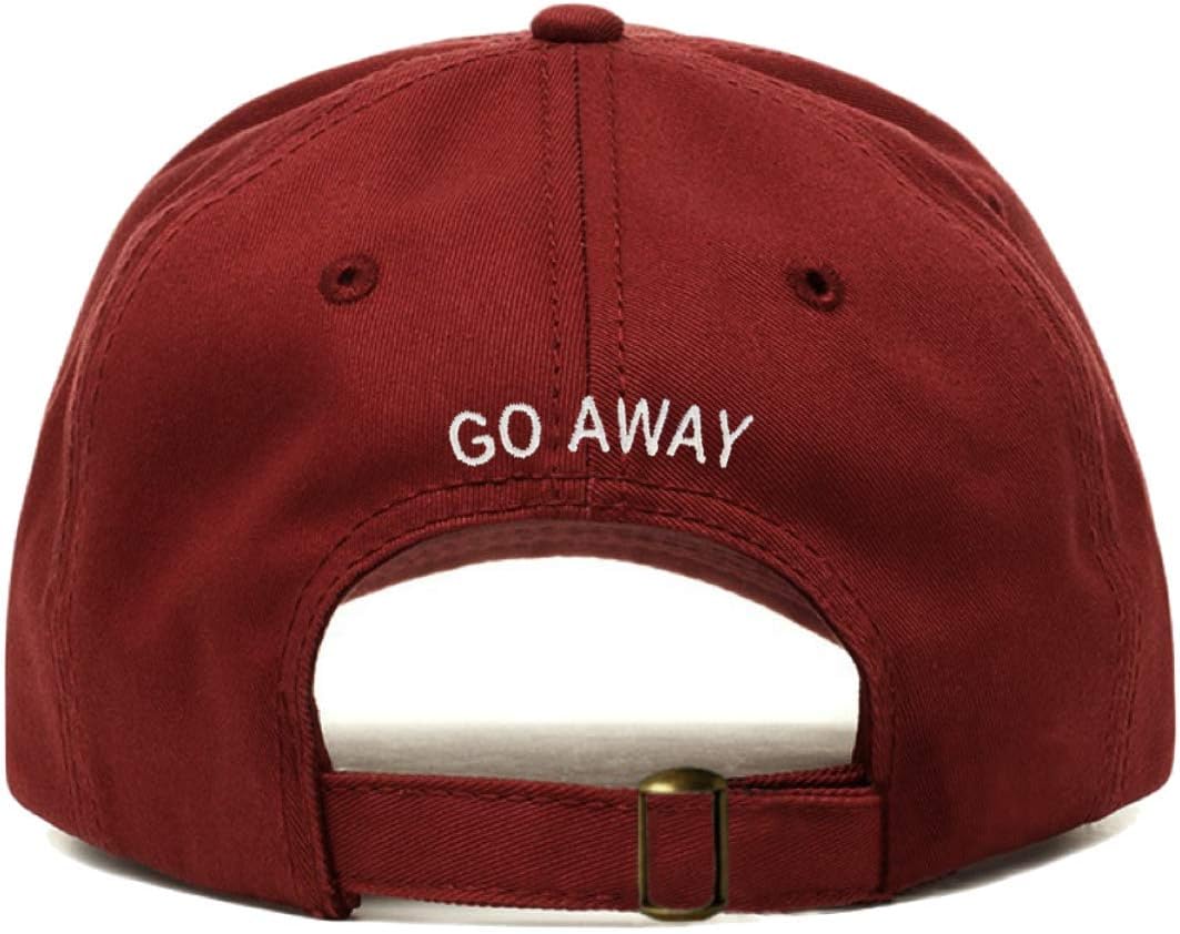 Go Away Baseball Hat, Embroidered Dad Cap, Unstructured Soft Cotton, Adjustable Strap Back (Multiple Colors)