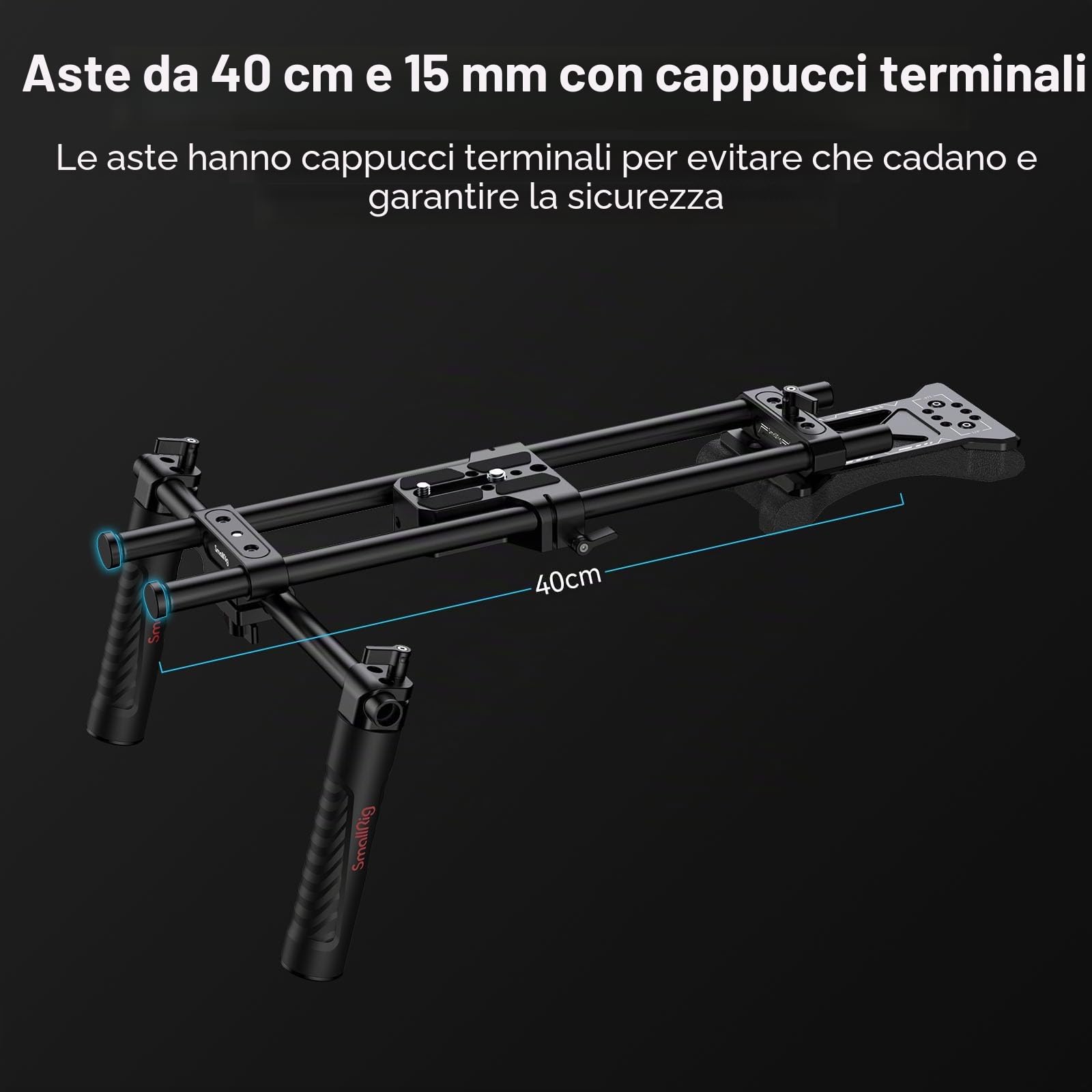 SMALLRIG Kit di supporto universale da spalla per fotocamera, 40 cm, asta di supporto da 15 mm, stabilizzatore per fotocamera DSLR, per filmmaking - 2896C