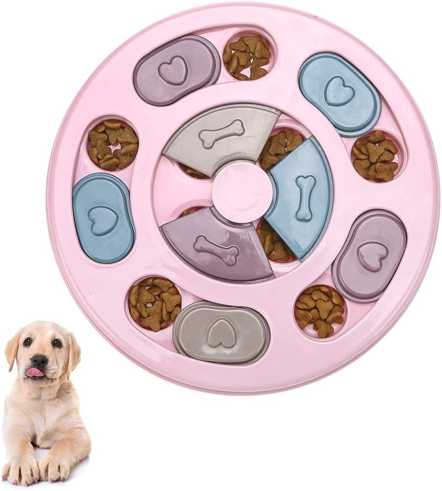 PUPTECK Dog Puzzle Toy - Interactive Training Toy Box - Creative Dog Smart Beginner, Advanced Treat Dispenser to Improve Dog's IQ, Non-Slip Slow Feeder for Puppy Dogs Boredom，Pink