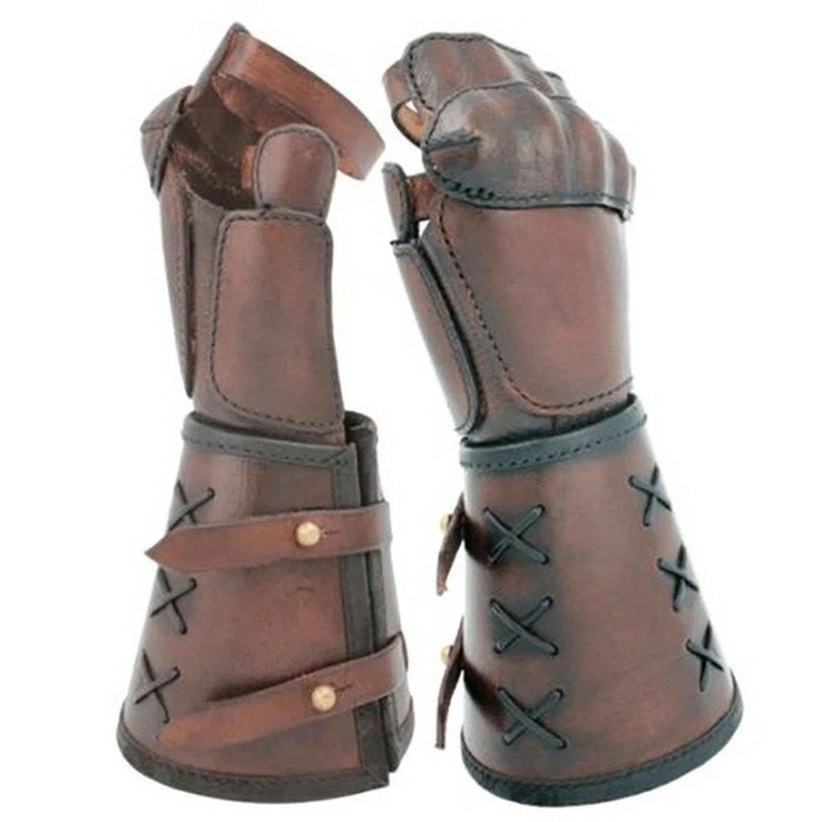 WILsem Vintage Leather Armor Bracer Steampunk Medieval Guantes Medieval Armor Gloves for Men Cosplay Props