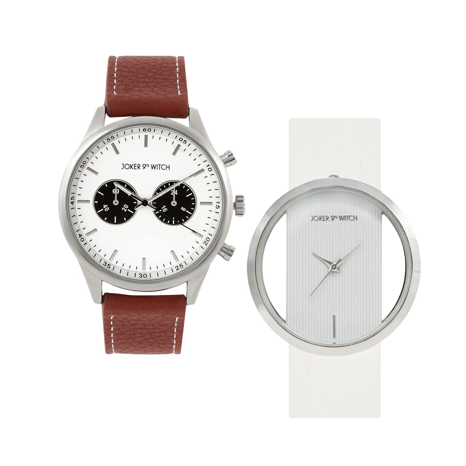 Joker & Witch Leather Charli & Landon Couple Analogue Watches, White Dial, Brown Band (B0BVB44W7B) Amazon Price History, Amazon Price Tracker