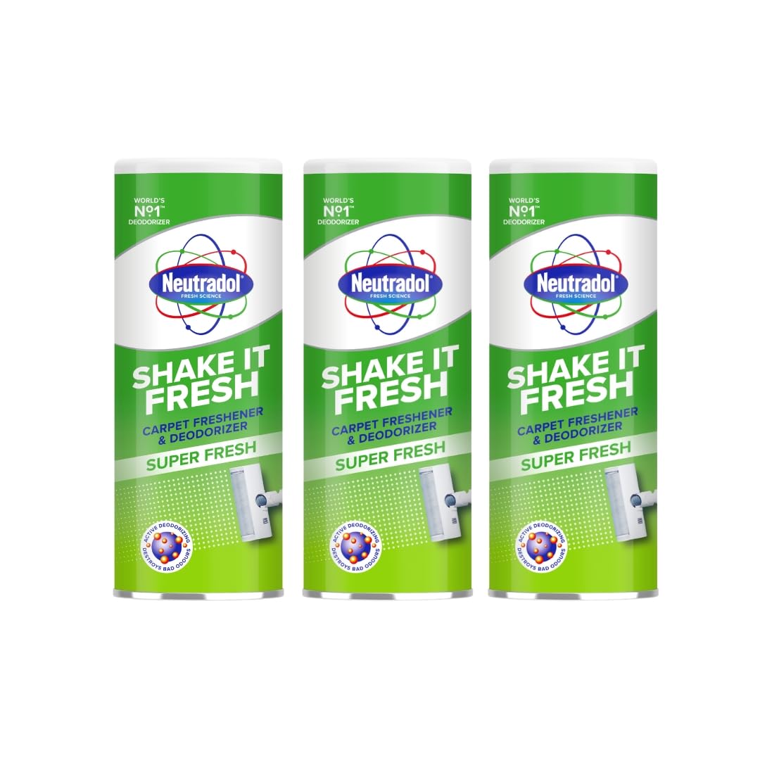 Shake It Fresh Carpet Deodoriser, Odour Neutraliser for Carpets & Rugs, Super Fresh, Multipack of 3 x 350g