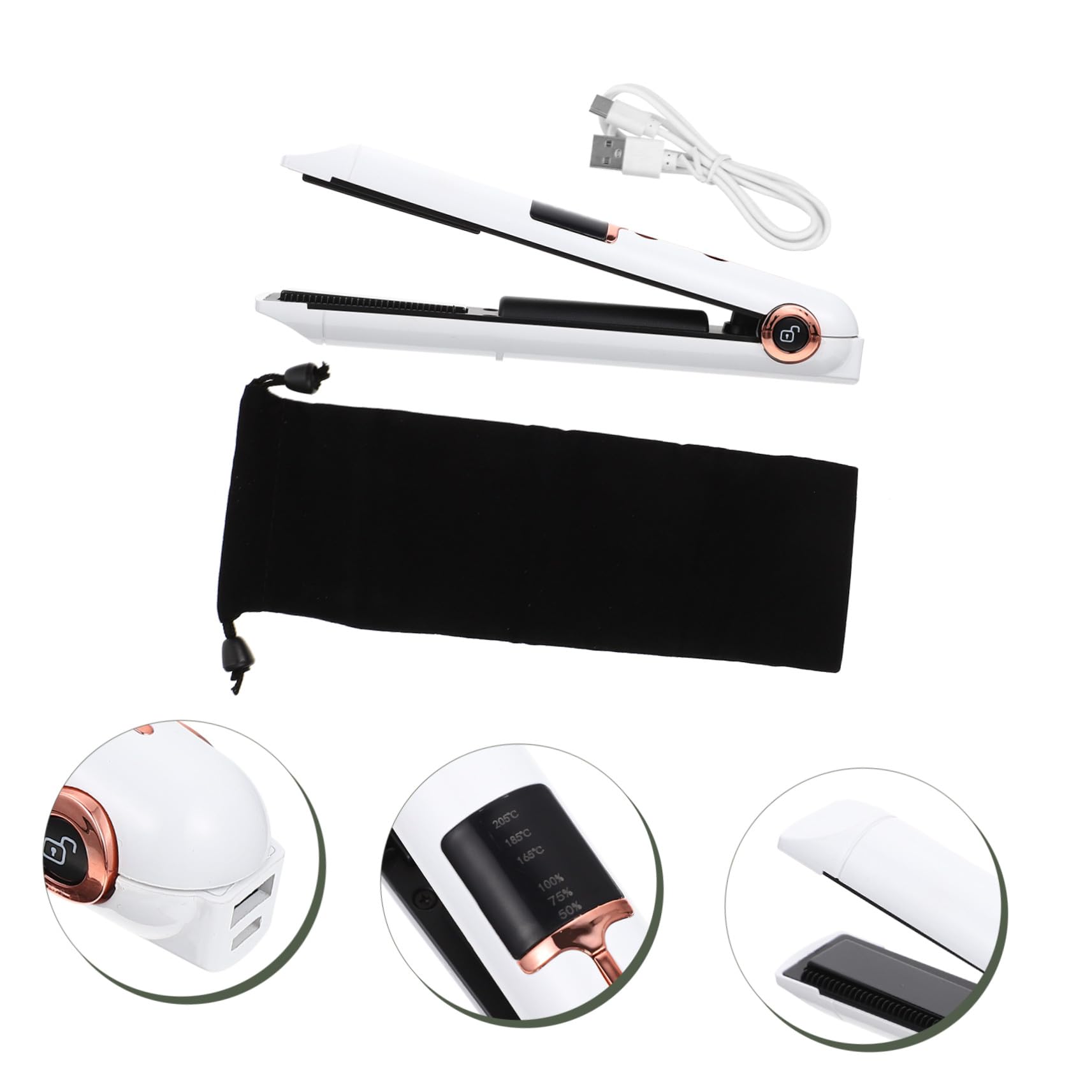 FOMIYES Plancha y Rizador Inalámbrico Cabello 1 Unidad Tamaño Compacto Color Marfil Multifuncional para Niñas y Mujeres Uso Portátil de Viaje para Alisar y Rizar