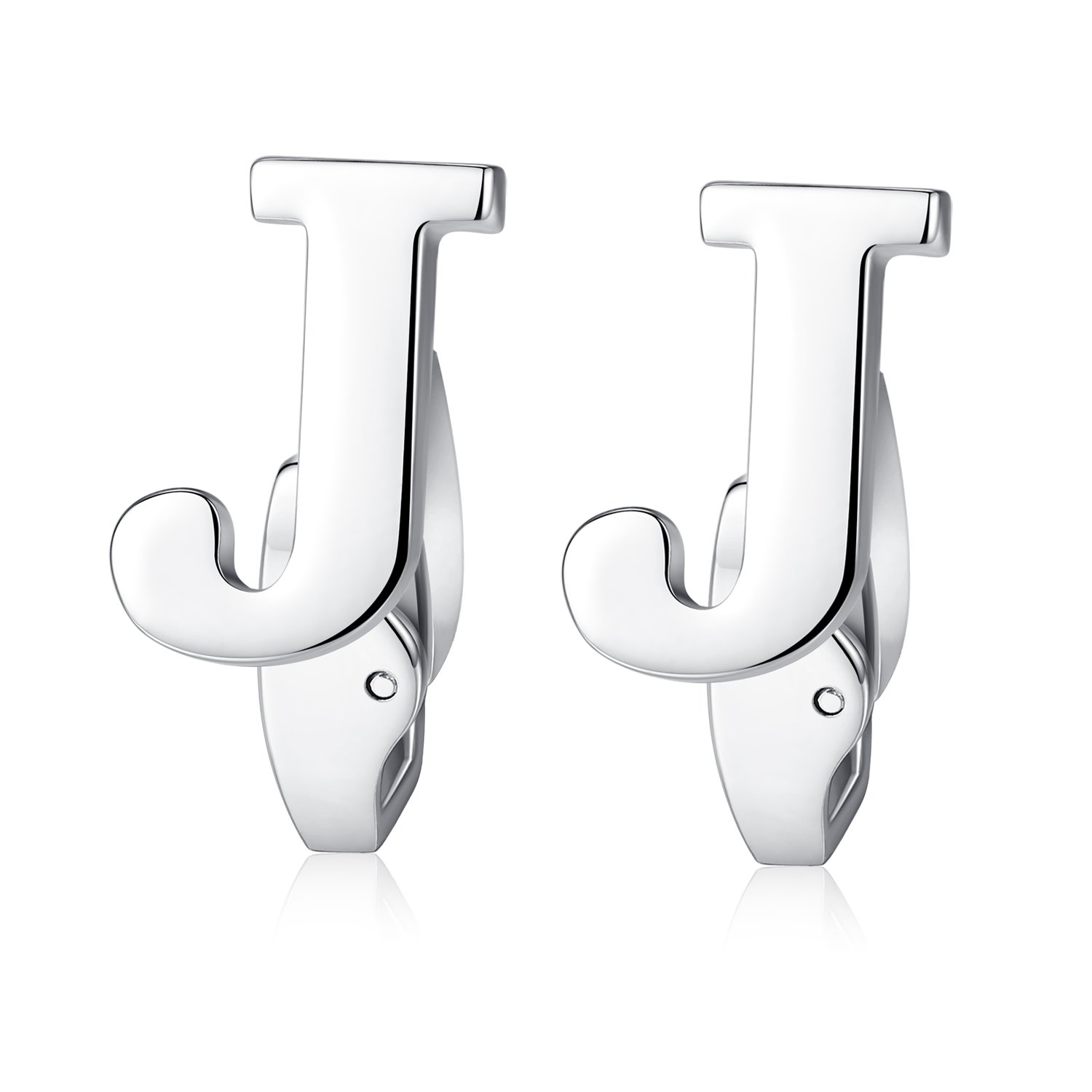 HONEY BEAR Carta Inicial Alfabeto Gemelos - Acero Inoxidable para Hombres Camisas Accesorios,Plata