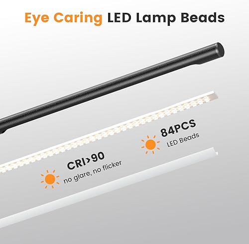 Miniatura 5 de Lámpara de escritorio LED de metal para oficina en casa, luz de escritorio industrial plegable con base, lámpara de mesa regulable de 16 pulgadas