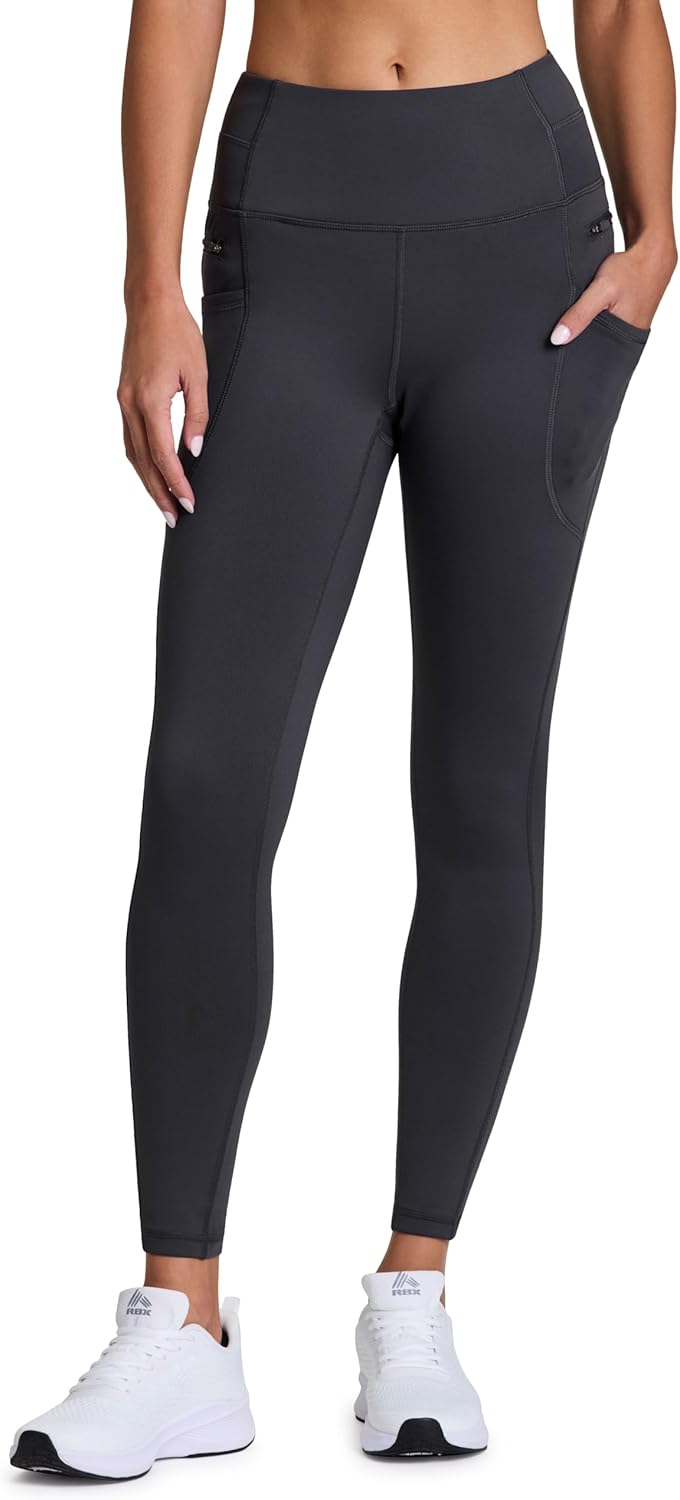 RBX Fleece-Lined Leggings for Women Yoga Pants with Pockets Gym Pants for Cold Weather Full-Length Leggings for Running Yoga - Image 4