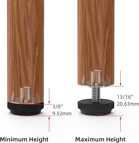 Miniatura 3 de ONEHOME Paquete de 8 niveladores de patas de muebles de acero inoxidable 516-18 con rosca ajustable, niveladores deslizantes atornillados con kit de