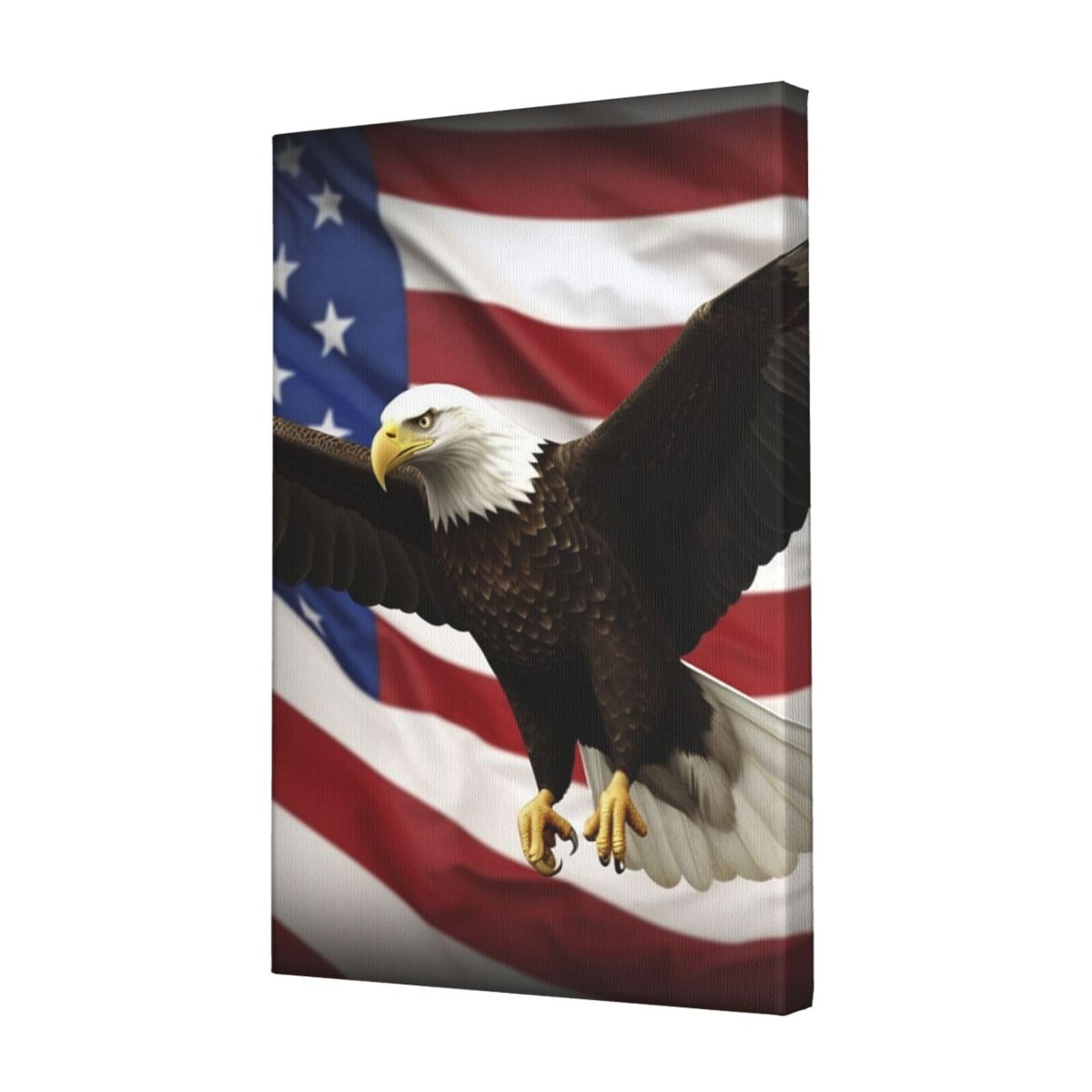 KLOPH American Flag Fly Eagle Canvas Wall Art for Living Room 12"x18" Modern Artwork Painting for Bathroom Hanging Canvas Prints Aesthetic Wallart for Bedroom Kitchen Office Wall Decor