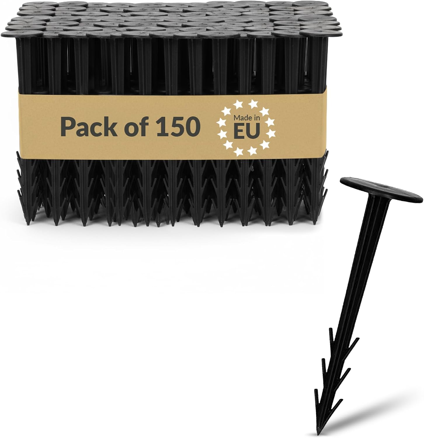 Plastic Ground Anchor 50 x - UV Resistant Pegs Ribbed Construction & Hooks Wide Head Ideal for Weeds, Geotextile, Mulching, Lawn