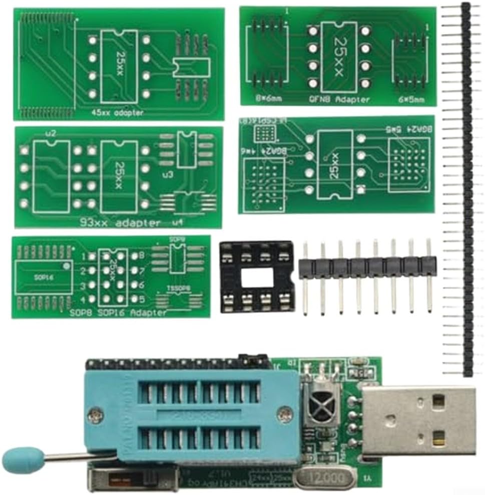CH341A Programmer V1.7 + 1.8V Level Conversion + Full Adapter Boards, For 5V 3.3V 2.5V 1.8V Chips, Chip Programmer, For TTL Testing Functions