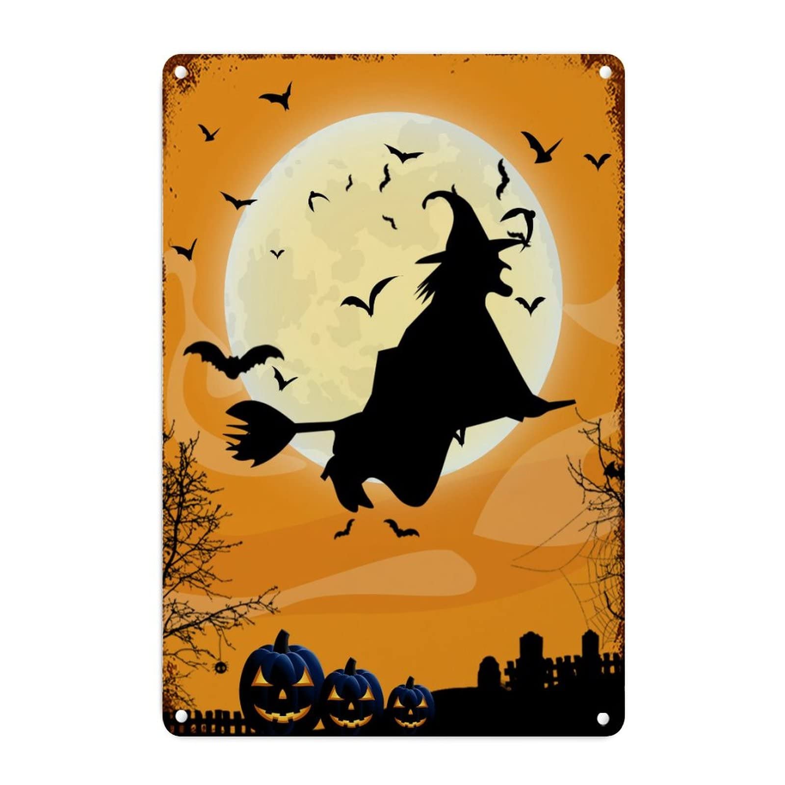 Décoration murale Halloween pour entrée et buanderie style rétro en métal