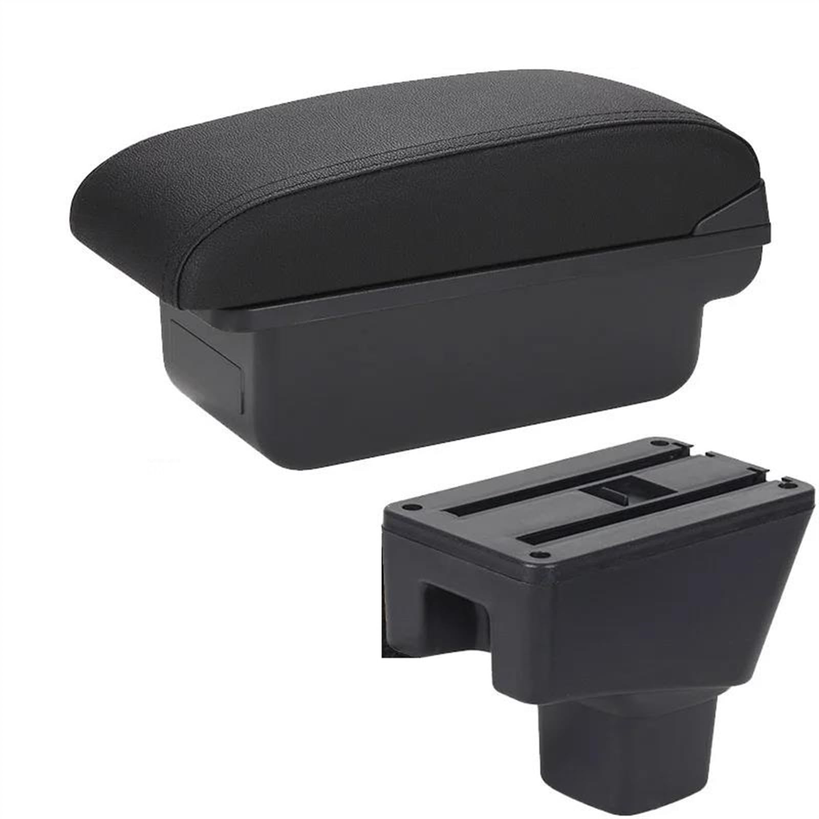 NOHEEU Armrest Box With Multifunctional Support PU Upholstered Car Interior Modification Accessories For SUZUKI SX4(C2 Black line NO USB)