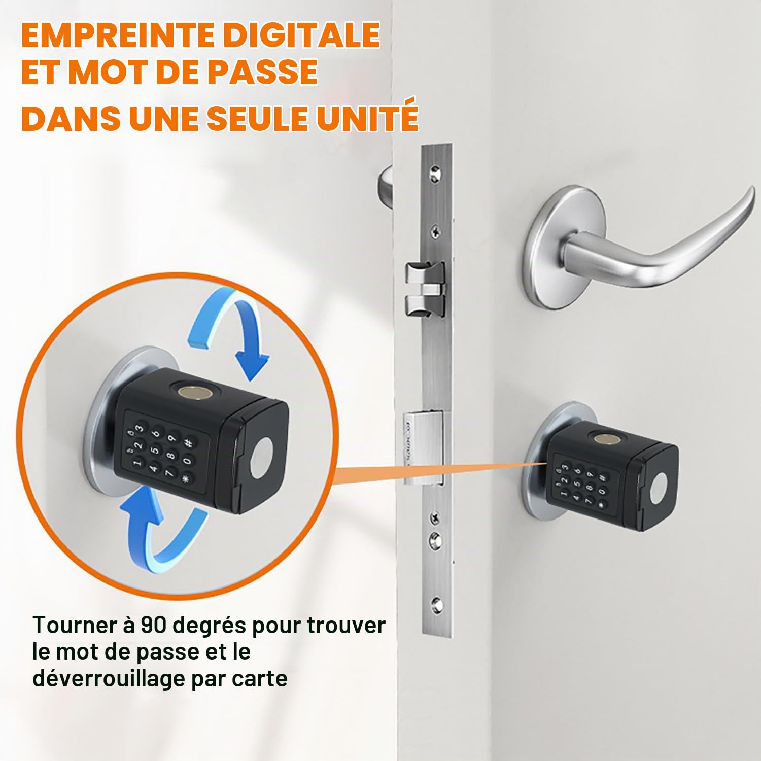Serrure à Code avec Bluetooth,Serrure Connectée Empreinte Digitale avec Password,Carte RFID,APP et WiFi,pour une épaisseur de Porte de 60-100 mm,Smart Lock Facile à Installer