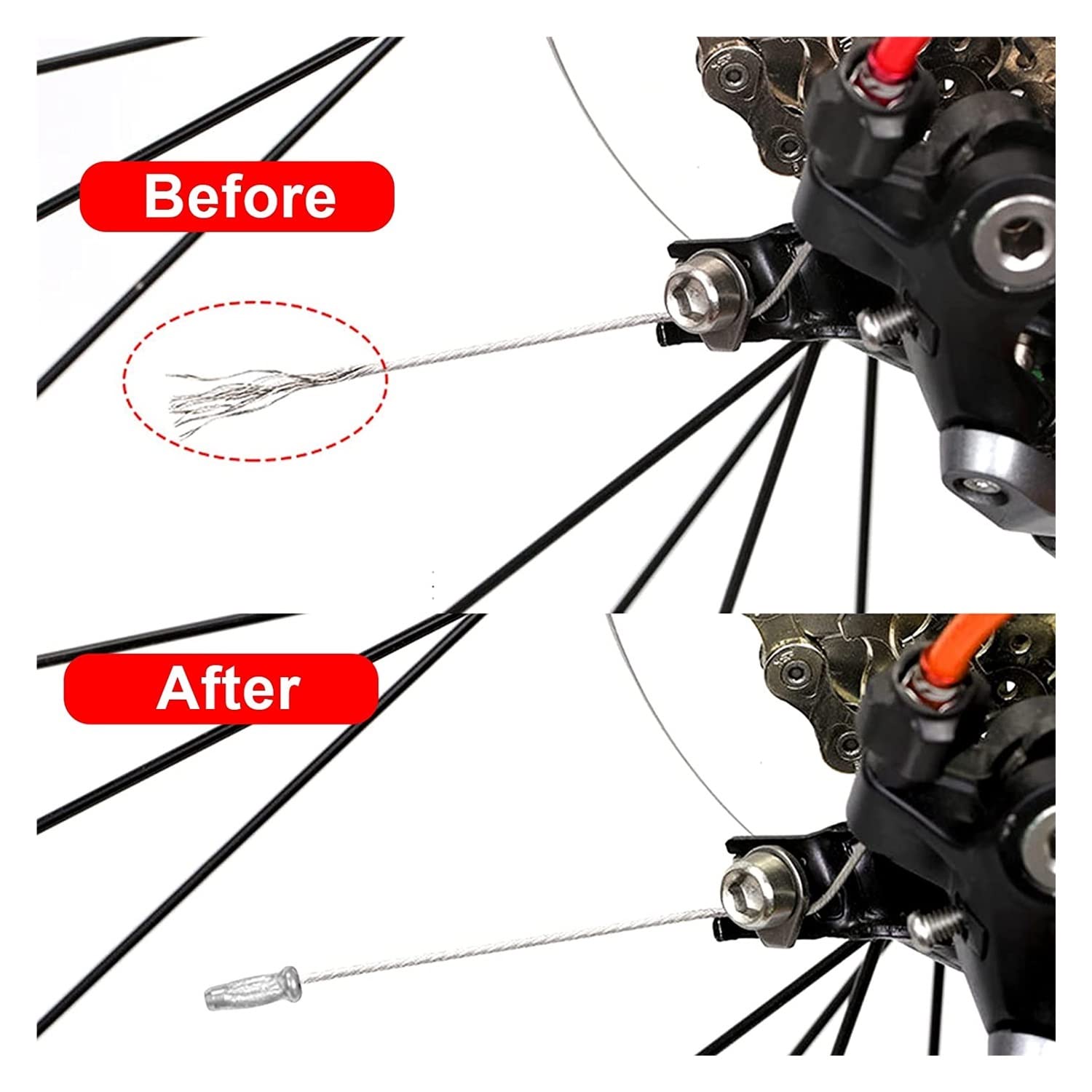 Moto Tuyau d'Huile Frein Câble Manette Vitesse Longueur 2M avec Embout 5 Pièces pour VTT Montagne Route Vélo Dérailleur Frein Changement Vitesse Câble Intérieur Fil Ligne(B)