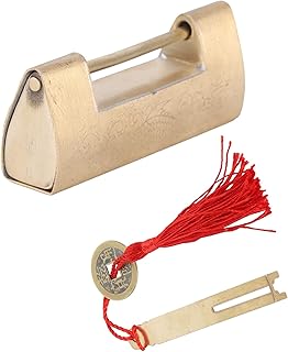 Mini Antique Padlock,Carved Lock with Key Latch Buckle or Vintage Jewelry Box Drawer Cabinet Cupboard Pirate Treasure Chest Vintage Lock with Key for Door