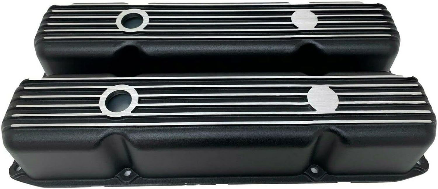 Compatible with Mopar Performance 383, 400, 440 Valve Covers - Black - Die-Cast Aluminum