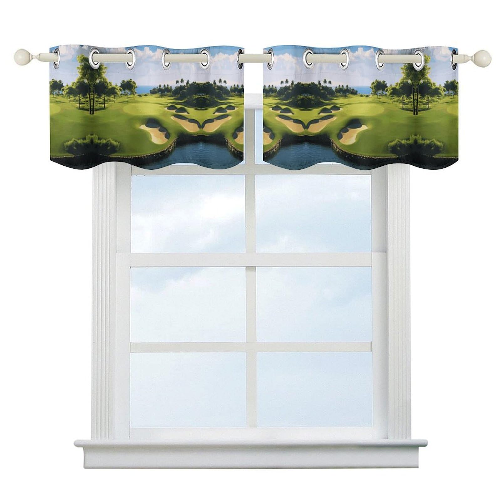 Cantonnière occultante de golf pour petite fenêtre de chambre d'adulte
