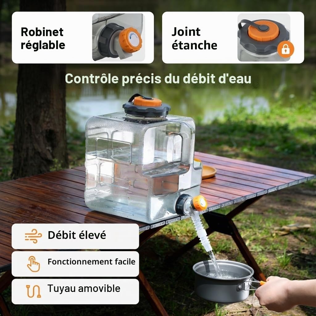 8-20L bidon d'eau avec Robinet, Canister d'eau de Camping Compatible avec Pompes à Eau électriques, réservoir d'eau Portable pour Camping, Outdoor, pêche, fête, VR