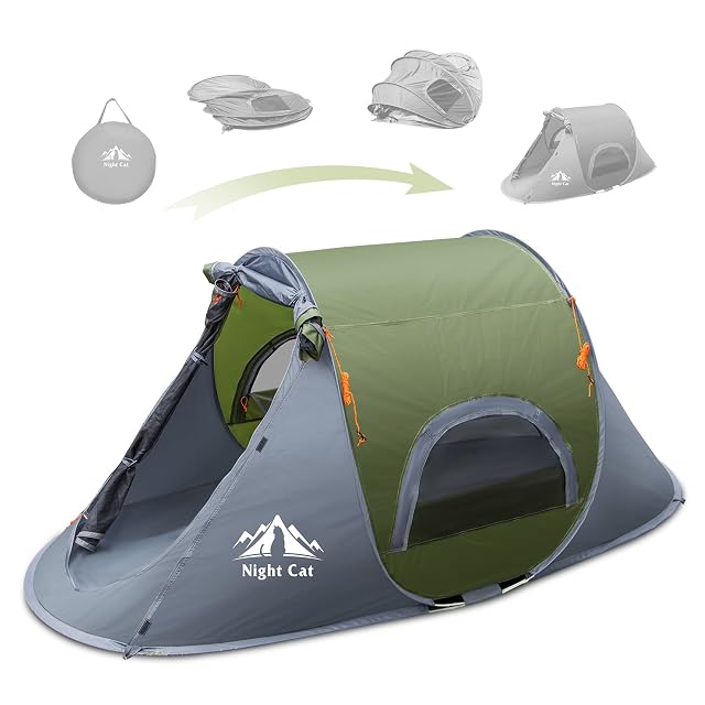 Night Cat Pop-up Camping Tent 1 Person Tent Waterproof Instant Easy Setup Outdoor Tent