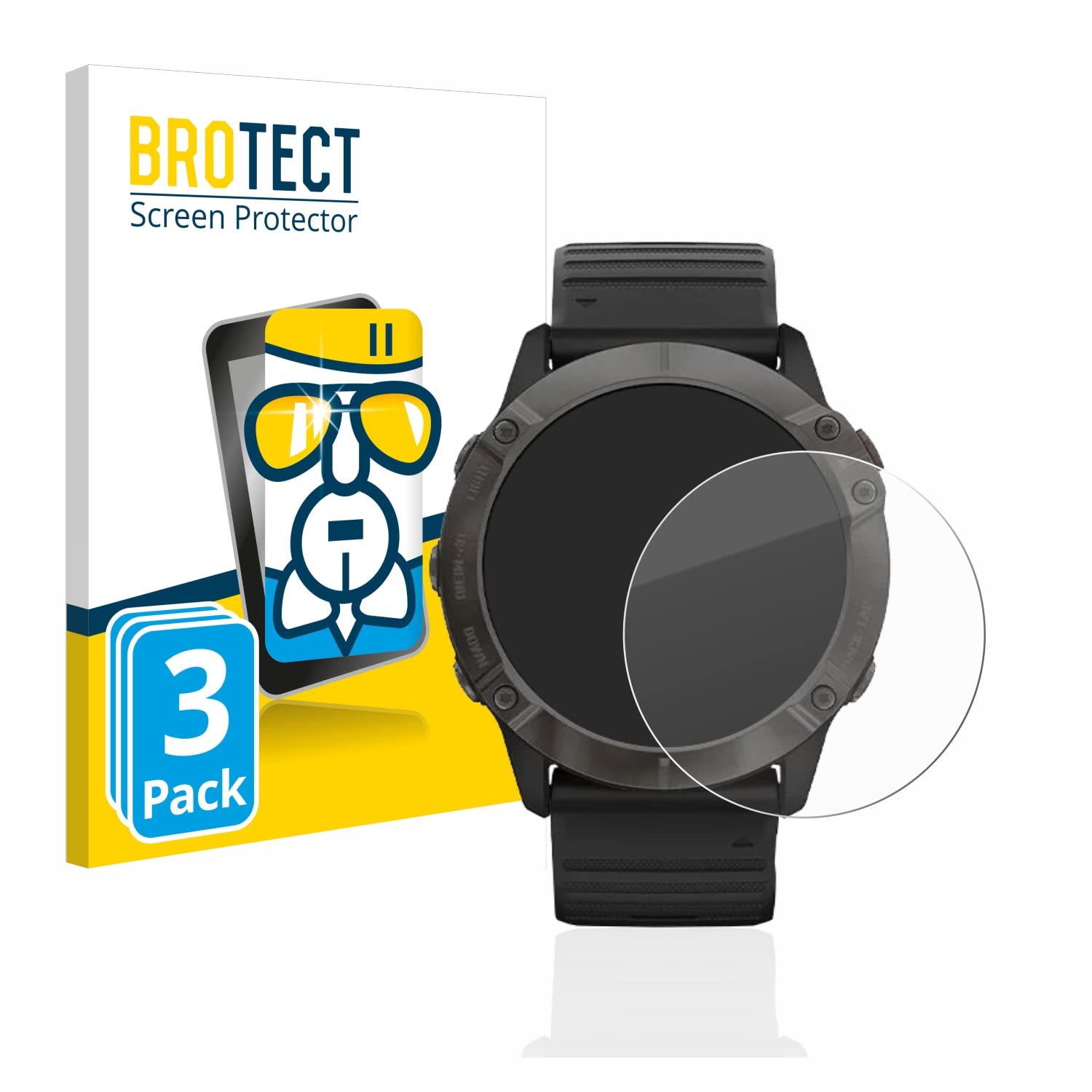 3 Pellicole In Vetro Ibrido BROTECT AirGlass Per Garmin Fenix 5 (47 Mm) E 5 Plus – Durezza 9H, Ultra Sottili E Leggere
