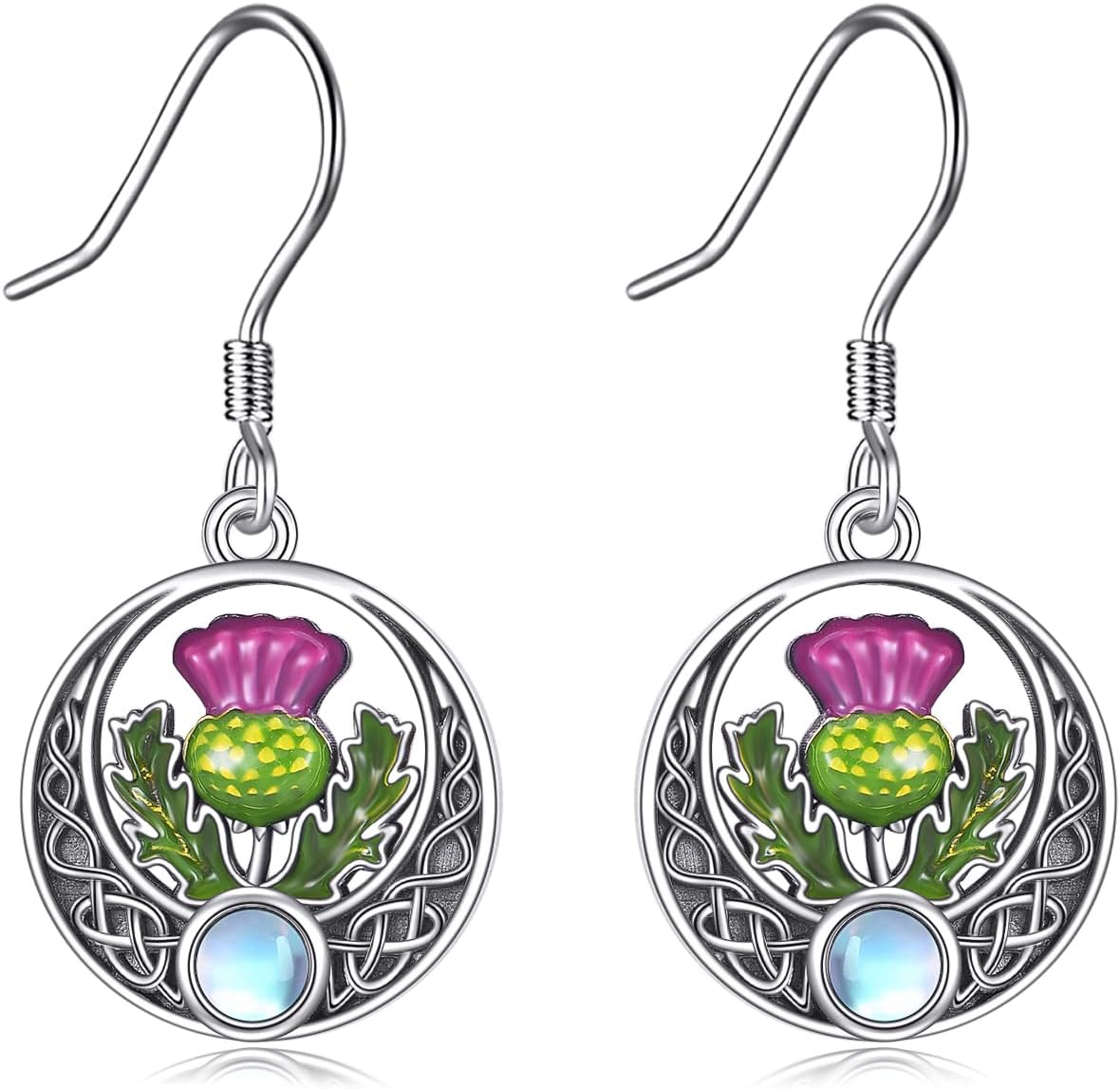 Scottish Thistle Earrings 925 Sterling Silver Thistle Earrings Celtic Knot Scottish Jewelry for Women