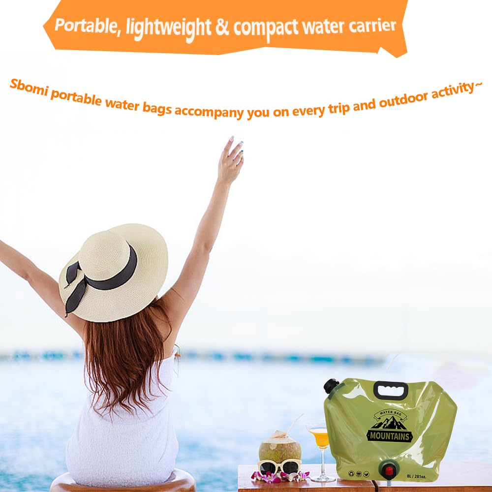 Réservoir Flexible Sans BPA Portable Réservoir D'eau Pliable 8 Litres Avec Robinet - 4 Pièces, Sans BPA, Pour Camping, Randonnée, Stockage D'eau Réservoir Flexible Sans BPA Randonnée