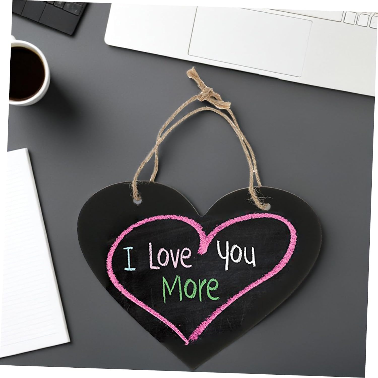 iplusmile Wooden Heart Shaped Chalkboard Sign Lightweight Decorative Hanging Blackboard for Weddings Christmas Parties Crafts and Mini Menus with Jute Rope