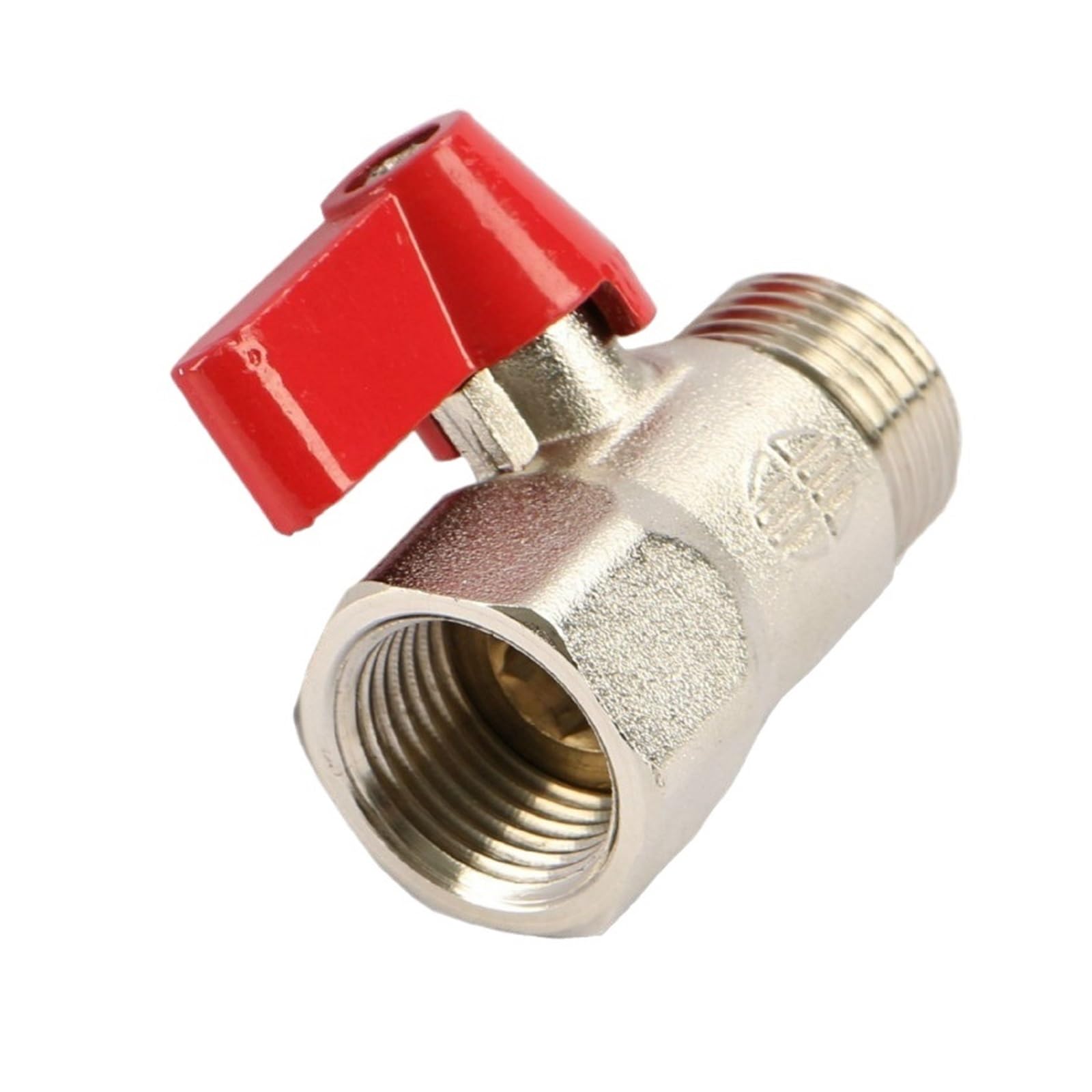 Instalación de tubería de agua, válvula de bola Red Hat Interruptor niquelado de latón Accesorios de tubería de calentador de agua Conector de junta roscada macho y hembra